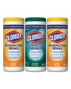 CLO30112 DISINFECTING WIPES, 7 X 8, FRESH SCENT/CITRUS BLEND, 35/CANISTER, 3/PACK