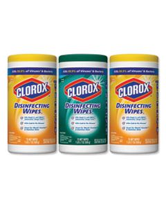 CLO30208PK DISINFECTING WIPES, 7 X 8, FRESH SCENT/CITRUS BLEND, 75/CANISTER, 3/PK