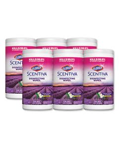 CLO31629 SCENTIVA DISINFECTING WIPES, TUSCAN LAVENDER AND JASMINE, 7 X 8, 70/CAN, 6/CT
