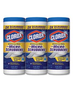 CLO31456 DISINFECTING WIPES WITH MICRO-SCRUBBERS, 7 X 8, CRISP LEMON, 32/CANISTER, 3/PK