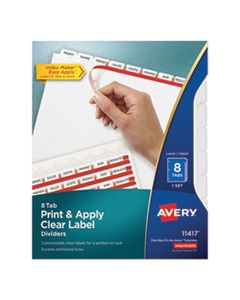 AVE11417 PRINT AND APPLY INDEX MAKER CLEAR LABEL DIVIDERS, 8 WHITE TABS, LETTER