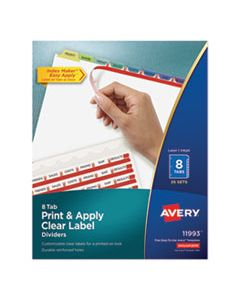 AVE11993 PRINT AND APPLY INDEX MAKER CLEAR LABEL DIVIDERS, 8 COLOR TABS, LETTER, 25 SETS