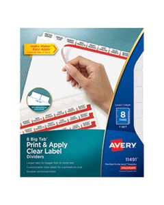 AVE11491 PRINT AND APPLY INDEX MAKER CLEAR LABEL DIVIDERS, 8 WHITE TABS, LETTER