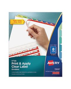 AVE11991 PRINT AND APPLY INDEX MAKER CLEAR LABEL DIVIDERS, 8 COLOR TABS, LETTER, 5 SETS