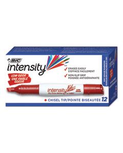 BICGDEM11RD INTENSITY LOW ODOR DRY ERASE MARKER, BROAD CHISEL TIP, RED, DOZEN