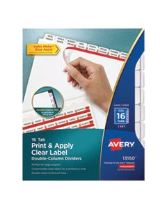 AVE13150 INDEX MAKER PRINT & APPLY CLEAR LABEL DOUBLE COLUMN DIVIDERS, 16-TAB, LETTER