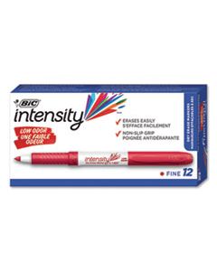 BICGDE11RD INTENSITY LOW ODOR DRY ERASE MARKER, FINE BULLET TIP, RED, DOZEN