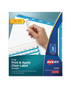 AVE11410 PRINT AND APPLY INDEX MAKER CLEAR LABEL DIVIDERS, 5 COLOR TABS, LETTER, 5 SETS