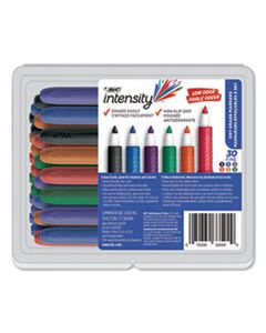 BICGDE30AST INTENSITY LOW ODOR DRY ERASE MARKER, FINE BULLET TIP, ASSORTED COLORS, 30/SET