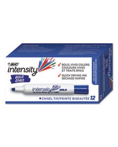 BICDEC11BE INTENSITY BOLD TANK-STYLE DRY ERASE MARKER, BROAD CHISEL TIP, BLUE, DOZEN