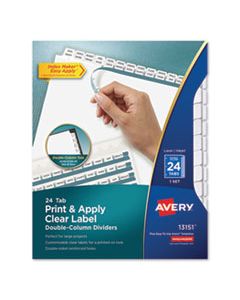 AVE13151 INDEX MAKER PRINT & APPLY CLEAR LABEL DOUBLE COLUMN DIVIDERS, 24-TAB, LETTER