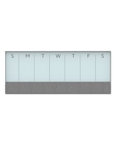 UBR3199U0001 3N1 MAGNETIC GLASS DRY ERASE COMBO BOARD, 35 X 14.25, WEEK VIEW, WHITE SURFACE AND FRAME