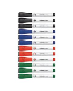 UBR3980U0012 MEDIUM POINT LOW-ODOR DRY-ERASE MARKERS WITH ERASERS, ASSORTED COLORS, 12/PACK