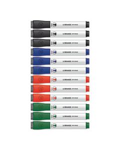 UBR3981U0012 CHISEL TIP LOW-ODOR DRY-ERASE MARKERS WITH ERASERS, ASSORTED COLORS, 12/PACK