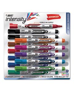 BICGELIPP121AST INTENSITY POCKET-STYLE ADVANCED DRY ERASE MARKER, MEDIUM BULLET TIP, ASSORTED, DOZEN