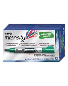 BICGELIT11GN INTENSITY TANK-STYLE ADVANCED DRY ERASE MARKER, BROAD CHISEL TIP, GREEN, DOZEN