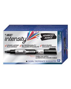 BICGELIT11BK INTENSITY TANK-STYLE ADVANCED DRY ERASE MARKER, BROAD CHISEL TIP, BLACK, DOZEN