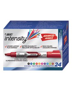 BICGELITP241AST INTENSITY TANK-STYLE ADVANCED DRY ERASE MARKER, BROAD BULLET TIP, ASSORTED, 24/PACK