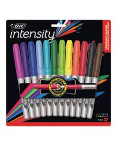 BICGPMAP12ASST INTENSITY PERMANENT MARKER, FINE BULLET TIP, ASSORTED COLORS, 12/SET