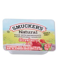 SMU8201 SMUCKERS 1/2 OUNCE NATURAL JAM, 0.5 OZ CONTAINER, STRAWBERRY, 200/CARTON