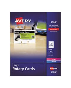 AVE5386 LARGE ROTARY CARDS, LASER/INKJET, 3 X 5, 3 CARDS/SHEET, 150 CARDS/BOX