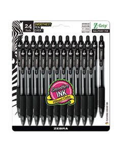 ZEB12221 Z-GRIP RETRACTABLE BALLPOINT PEN, MEDIUM 1MM, BLACK INK, CLEAR BARREL, 24/PACK