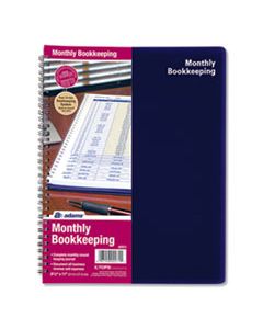 MONTHLY BOOKKEEPING RECORD BOOK, ROYAL BLUE, 11 X 8.5, 128 PAGES