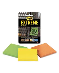 MMMXTRM333TRYMX WATER-RESISTANT SELF-STICK NOTES, MULTI-COLORED, 3" X 3", 45 SHEETS, 3/PACK