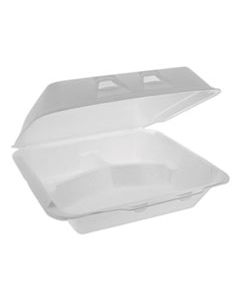 PCTYHLW0903 SMARTLOCK VENTED FOAM HINGED LID CONTAINERS, WHITE, 9 X 9.5 X 3.25, 3-COMPARTMENT, 150/CARTON