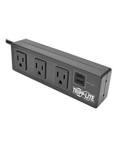 TRPTLP310USBS PROTECT IT! 3-OUTLET SURGE PROTECTOR WITH MOUNTING BRACKETS, 10 FT CORD, 510 JOULES, BLACK