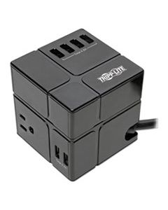 TRPTLP366CUBEUS THREE-OUTLET POWER CUBE SURGE PROTECTOR WITH SIX USB-A PORTS, 6 FT CORD, 540 JOULES, BLACK