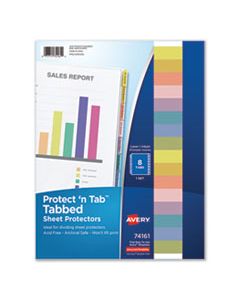 AVE74161 PROTECT 'N TAB TOP-LOAD CLEAR SHEET PROTECTORS W/EIGHT TABS, LETTER