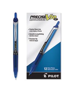 PIL13453 PRECISE V10RT RETRACTABLE ROLLER BALL PEN, BOLD 1 MM, BLUE INK/BARREL, DOZEN