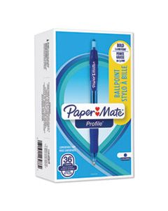 PAP2083008 PROFILE RETRACTABLE BALLPOINT PEN, BOLD 1.4 MM, BLUE INK/BARREL, 36/PACK