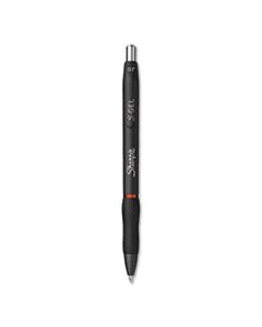 SAN2096158 S GEL PEN, MEDIUM 0.7 MM, RED INK, BLACK BARREL, DOZEN
