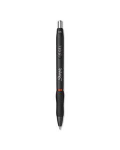 SAN2096166 S GEL PEN, FINE 0.5 MM, RED INK, BLACK BARREL, DOZEN