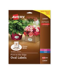 AVE22804 OVAL LABELS W/ SURE FEED & EASY PEEL, 1 1/2 X 2 1/2, GLOSSY WHITE, 180/PACK