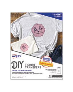 AVE3275 FABRIC TRANSFERS, 8.5 X 11, WHITE, 12/PACK