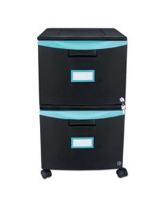 STX61315U01C TWO-DRAWER MOBILE FILING CABINET, 14.75W X 18.25D X 26H, BLACK/TEAL