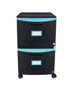 STX61315U01C TWO-DRAWER MOBILE FILING CABINET, 14.75W X 18.25D X 26H, BLACK/TEAL