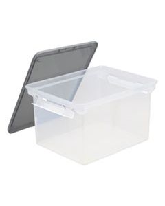 STX61530U01C PORTABLE FILE TOTE WITH LOCKING HANDLES, LETTER/LEGAL FILES, 18.5" X 14.25" X 10.88", CLEAR/SILVER