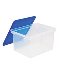 STX61508U01C PLASTIC FILE TOTE, LETTER/LEGAL FILES, 18.5" X 14.25" X 10.88", CLEAR/BLUE