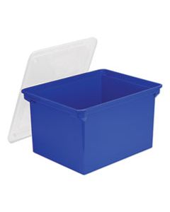 STX61554U01C PLASTIC FILE TOTE, LETTER/LEGAL FILES, 18.5" X 14.25" X 10.88", BLUE/CLEAR