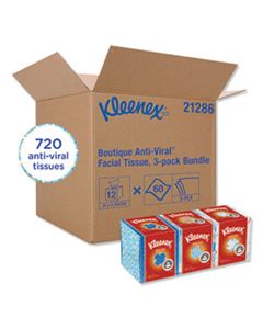 KCC21286CT BOUTIQUE ANTI-VIRAL FACIAL TISSUE, 3-PLY, WHITE, POP-UP BOX, 60 SHEETS/BOX, 3 BOXES/PACK, 4 PACKS/CARTON