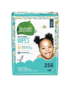SEV34219 FREE & CLEAR BABY WIPES, REFILL, UNSCENTED, WHITE, 256/PACK