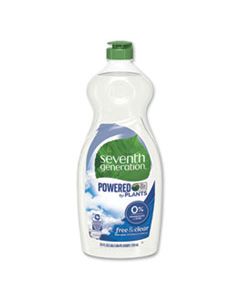 SEV22733EA NATURAL DISHWASHING LIQUID, FREE AND CLEAR, 25 OZ BOTTLE