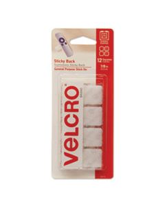 VEK90073 STICKY-BACK FASTENERS, REMOVABLE ADHESIVE, 0.88" X 0.88", WHITE, 12/PACK