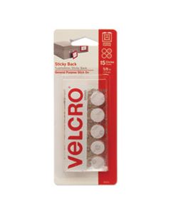 VEK90070 STICKY-BACK FASTENERS, REMOVABLE ADHESIVE, 0.63" DIA, WHITE, 15/PACK
