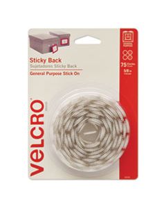VEK90090 STICKY-BACK FASTENERS, REMOVABLE ADHESIVE, 0.63" DIA, WHITE, 75/PACK