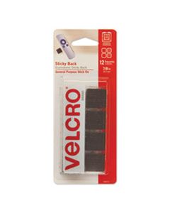 VEK90072 STICKY-BACK FASTENERS, REMOVABLE ADHESIVE, 0.88" X 0.88", BLACK, 12/PACK